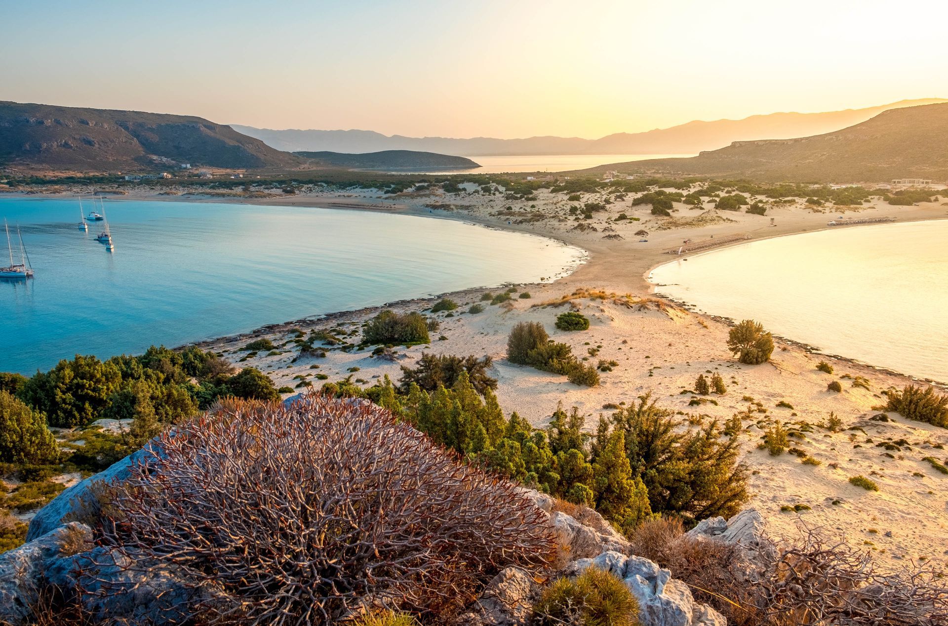 Elafonissos beach with pink-white sand and turquoise waters