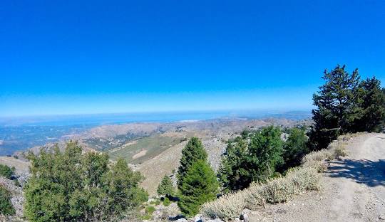 Panoramic view of mountains and sea from Therissos, Chania